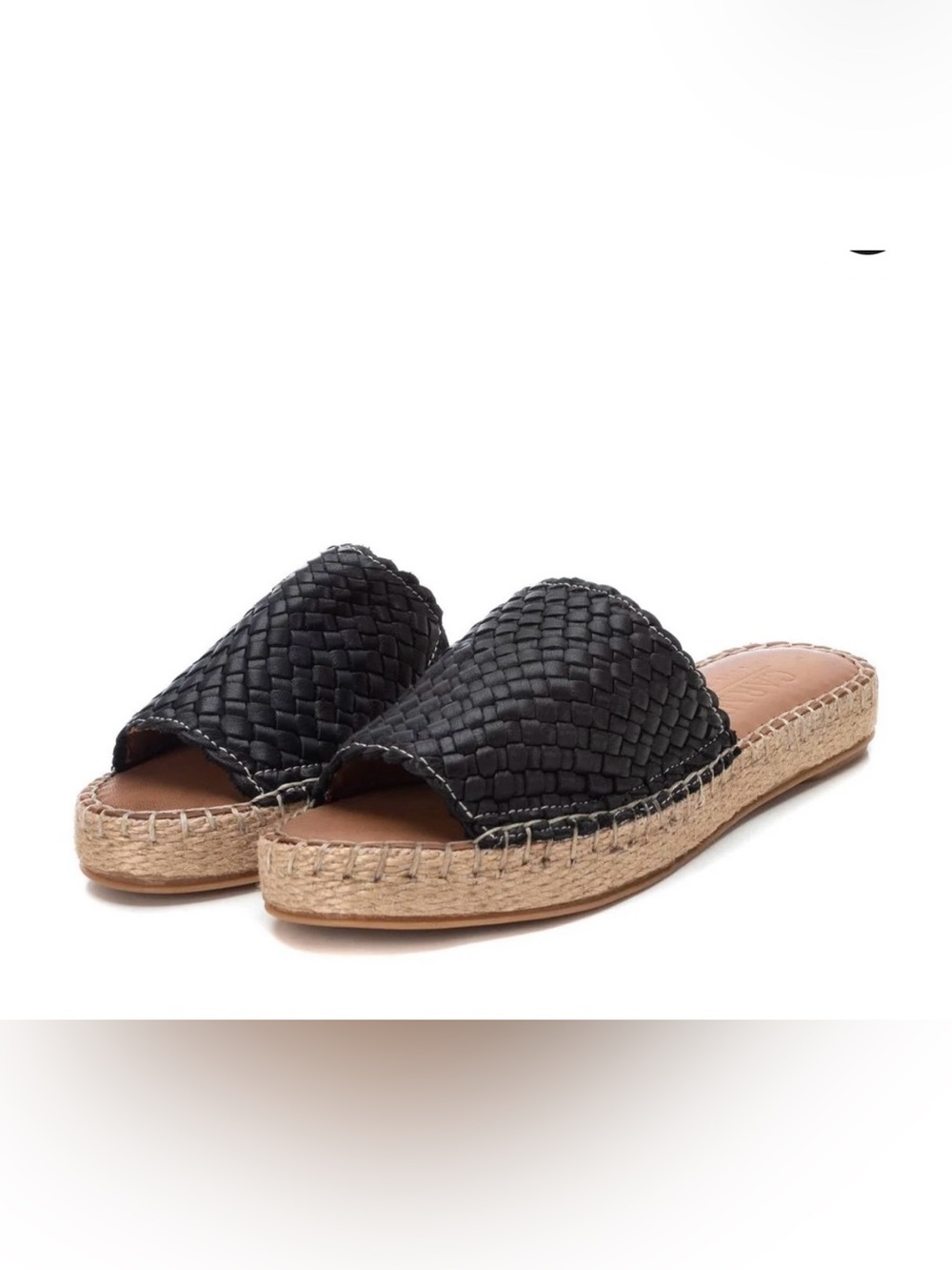 Caramels Black Woven Slide Espadrilles - Women Shoes